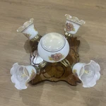 Vintage Fredrick Rammond Hanging Ceiling Light Fixture W/ Rose Milk Glass Globes. Fixed Price $39.99.
