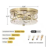Lamqee 12 In. 2-LIGHT Brass Gold Flush Mount Water Ripple Glass Ceiling. Fixed Price $55.00.