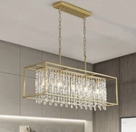 Siljoy Modern Rectangle Crystal Chandelier 35.4'' Gold Raindrop 2531S. Fixed Price $125.00.