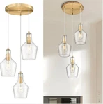 Emliviar Brushed Gold 3-LIGHT Modern Pendant Seeded Glass Chandelier 3228S. Fixed Price $56.96.