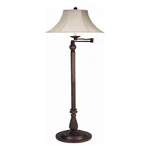 Benjara Swing Arm Metal Body Floor Lamp With Fabric Bell Shade- Bronze And Beige. Fixed Price $285.99.