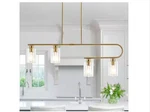 Adsensty 4 Light Brass Kitchen Island Linear Glass Shade Chandelier For Living. Fixed Price $120.00.