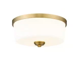 Z-lite Arlington 14" 3-LIGHT Heritage Brass Flush Mount With Glass Shade. Fixed Price $129.99.