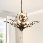 Elegant Flower Crystal Chandeliers Black Branching Ceiling Lamp Pendant Light. Fixed Price $140.21.