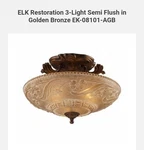 Elk Restoration 3-LIGHT Semi Flush Copper Golden Bronze Amber Glass EK-08101-AGB. Fixed Price $39.99.
