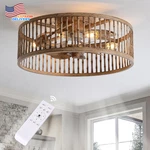 Rustic Looking Caged Ceiling With Lights Remote Flush Mount Fandelier. Fixed Price $207.99.