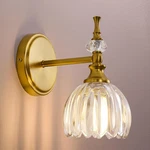 Brushed Gold 1-LIGHT Wall Sconce With Tulip Glass And Crystal Accent. Fixed Price $149.99.