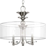 March 3-LIGHT Polished Nickel Semi-flush Mount Ceiling By Progress L.. Fixed Price $179.00.