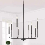 Lnc Modern 8-LIGHT Black Chandelier With Rustic Linear Candlestick Holder. Fixed Price $79.99.