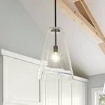 Hinkley Vance 13" Wide Satin Black And Glass Pendant Light. Fixed Price $399.00.