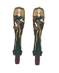 10" Taper Candles Musical Angel Golden Wings Green Dress Christmas. Fixed Price $11.00.