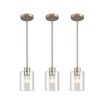 Brushed Nickel Pendant Lights Kitchen Island - Clear Glass Fixt.... Fixed Price $143.68.