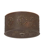 Irvins Country Tinware 2 Light Flush Mount Round Ceiling Kettle Black. Fixed Price $74.95.