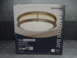 Hampton Bay Flaxmere 14 In. Modern Brushed Nickel Selectable Cct Led Flush Mount. Fixed Price $33.99.