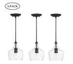 Hukoro 1-LIGHT Kitchen Island Teardrop Clear Glass Pendant With Black Finish 3PK. Fixed Price $59.49.