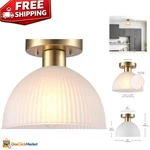 Elegant 1-LIGHT Semi-flush Mount With Matte Brass Finish & Dimmable Shade. Fixed Price $59.49.