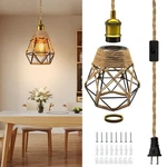 Industrial Plug Hanging Fixtures, 510 Cm Hemp Rope Pendant Lights Wi.... Fixed Price $30.19.