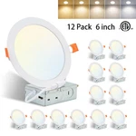 12 Pack 6 Inch 5CCT Recessed Dimmable Led Ceiling Panel Light With Junction Box. Fixed Price $68.99.