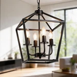 Farmhouse Lantern Chandelier 4-LIGHT, Industrial Black Ceiling Fixture .... Fixed Price $70.71.