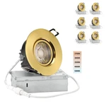 Popanu 6 Pack 3-INCH Gold Led Gimbal Recessed Dimmable Lights Junction Box. Fixed Price $35.99.