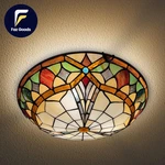 Tiffany Ceiling Lights 3-LIGHT 16 Inch Stained Glass Flush Mount For Bed. Fixed Price $258.60.
