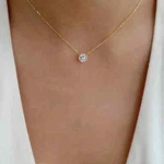 Women's Elegant Round Rhinestone Pendant Necklace Golden Toned Fashion Jewelry. Fixed Price $10.95.