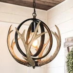Rustic Chandelier, 14" Farmhouse With Resin Antlers R.... Fixed Price $180.89.