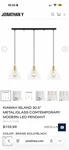Jonathan Y Kiawah Island 30.5" Modern Led Pendant, Brass Gold, 3-LIGHT. Fixed Price $44.25.