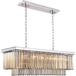 Chandelier Polished Nickel Golden Teak Crystal Dining Room Light Fixture 40". Fixed Price $1746.53.