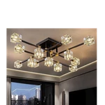 Modern Led Crystal Cube Chandelier Ceiling Light Fixture Black/gold/clear. Fixed Price $315.00.