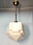 Vtg Ceiling Light Fixture Skyscraper Glass Shade Chandelier Pendant Art Usa #M94. Fixed Price $359.99.