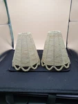 Vtg Lite Gold And Silver Glass Bead Lamp Shade Scalloped Set Of Two New Cond.. Fixed Price $59.00.