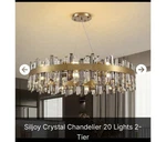 Siljoy Modern K9 Crystal Chandelier Dimmable Pendant Light Fixture. Fixed Price $425.00.