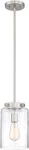 Home Decorators 1-LIGHT Brushed Nickel Mini Pendant W/ Clear Glass Shade. Fixed Price $34.39.