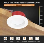 6-PACK 4" 5CCT Fire Rated Led Recessed Lights, 12W, 850LM, CRI90. Fixed Price $74.95.