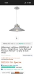Millennium Lighting Series Pendant, Galvanized, 10" X 18" RRRC18-GA. Fixed Price $77.00.