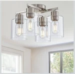 Brushed Nickel Semi Flush Mount Ceiling Light With Clear Glass Shade. New. Fixed Price $56.24.