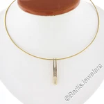 Movado 18K Yellow Gold 0.10CTW Diamond Drop Slide Pendant Wire Collier Necklace. Fixed Price $3381.30.
