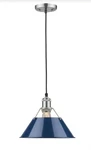 Golden Lighting Orwell Pw 1-LIGHT Pewter Pendant Navy Blue Shade. Fixed Price $85.00.