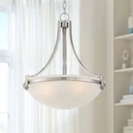 Mallot Nickel Pendant Chandelier 20" Wide Modern Glass Bowl 4-LIGHT Fixture. Fixed Price $299.99.