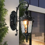 Outdoor Glass Wall Lantern Sconce Lamp Antique Exterior Light Fixture Black. Fixed Price $47.37.