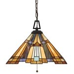 Quoizel TFIK1817 Bronze Inglenook 3-LIGHT Pendant With Tiffany Stained Glass. Fixed Price $351.99.
