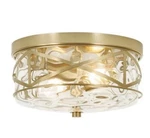 Lamqee 10 In. 2-LIGHT Brass Gold Flush Mount Water Ripple Glass Ceiling. Fixed Price $32.29.