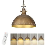 New Jazava 12 In. 1-LIGHT Antique Brass Led Pendant Lighting With Remote Control. Fixed Price $39.88.