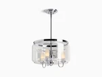 Kohler Artifacts 3-LIGHT Polished Chrome Chandelier Adjustable Drum Shades. Fixed Price $688.47.