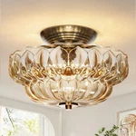 Semi Flush Mount Ceiling LIGHT,11IN Vintage Gold Hallway Lights FIXTURE,3-BUL.... Fixed Price $119.04.