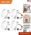 Sunco 4 Inch Led Recessed Lights, Retrofit Can For Ceiling, Baffle Trim.... Fixed Price $57.99.