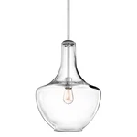 Kichler 42046 Chrome Everly 14"W Pendant With Clear Glass Shade. Fixed Price $223.99.