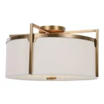 Uttermost Colfax 3-LIGHT Steel Glass And Fabric Semi Flush In Antique Brass. Fixed Price $566.40.