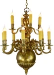 Chapman Georgian Antique Brass 12 Arm Chandelier / After Edward Caldwell $6K. Fixed Price $1850.00.